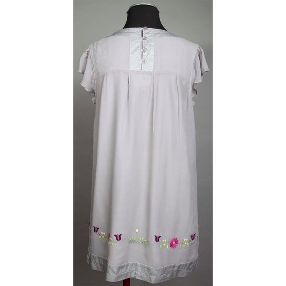 Gray Blue Dress Chiffon knitted flower Pattern - Picture 3 of 4